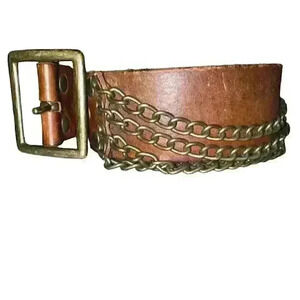 Handmade Size Large Leather Belt‎ Chain Embellishment Retro Festival Concert